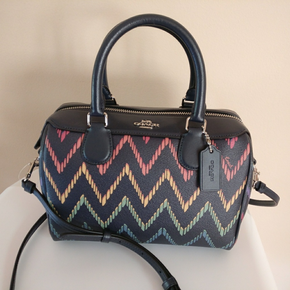 Coach Mini Bennett Satchel Rainbow Chevron Canvas